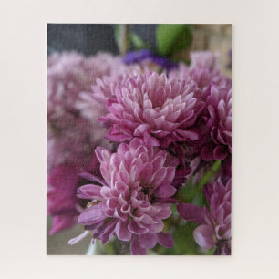 Pink and Purple Chrysanthemum Flowers Photo Jigsaw Puzzle