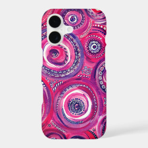 Pink and Purple Circles and Swirls Original Art