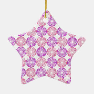 Pink and purple circles pattern ceramic tree decoration