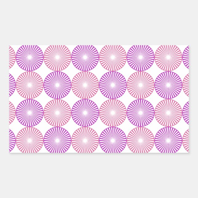 Pink and purple circles pattern rectangular sticker (Front)