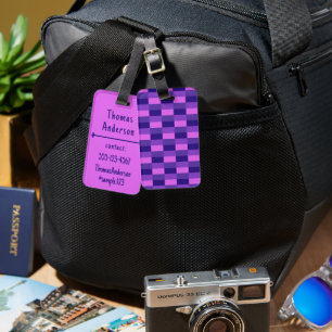 Pink and Purple Color Combination Luggage Tag