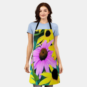 Pink and Purple Coneflower with Yellow Flowers Apron