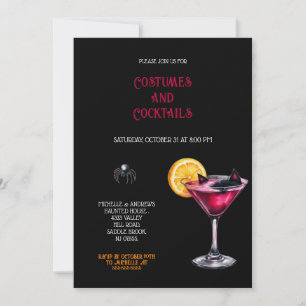 PINK AND PURPLE COSTUMES AND COCKTAILS HALLOWEEN  INVITATION