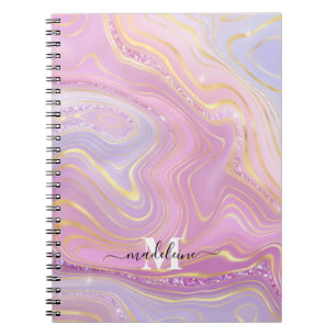 Pink And Purple Crystal Marble Iridescent Agate Notebook
