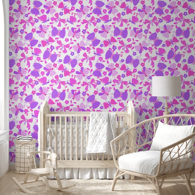 Pink and purple cute butterfly wallpaper (Kids)