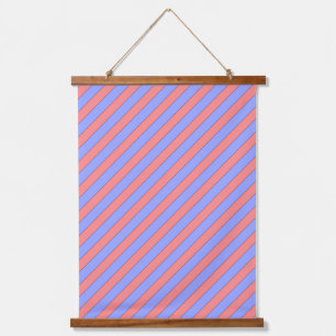 Pink and Purple Diagonal Stripes Hanging Tapestry