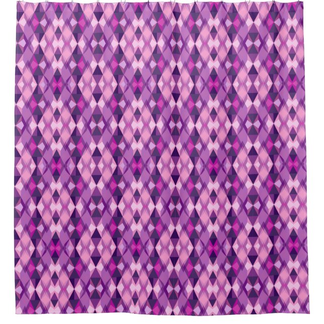  Pink and purple diamond Geometric shapes pattern Shower Curtain (Front)