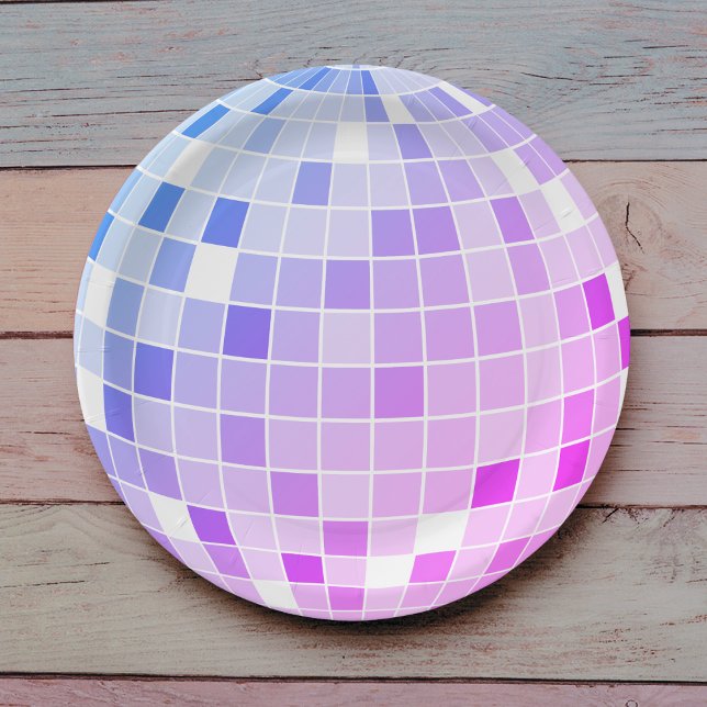 Pink and Purple Disco Ball Birthday Party Paper Plate (Creator Uploaded)