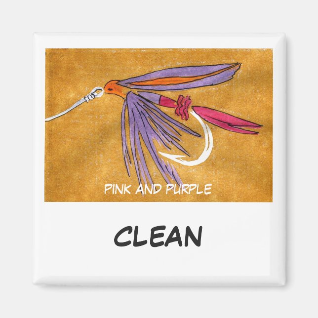 "Pink and Purple" Dish Washer Status Magnet (Front)