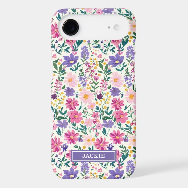Pink and Purple Ditsy Flowers Monogrammed (Back)