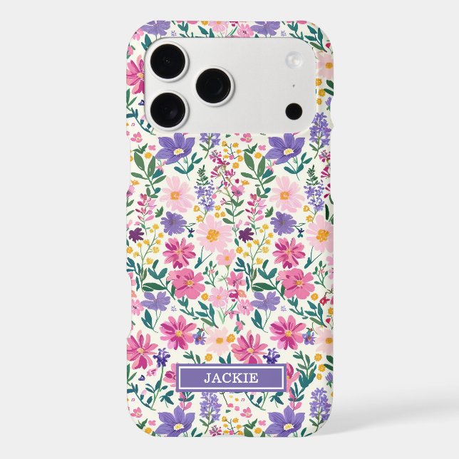 Pink and Purple Ditsy Flowers Monogrammed (Back)