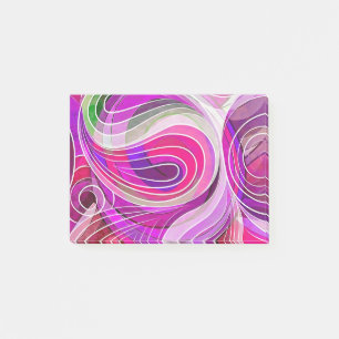 Pink and Purple Doodle With White Lines Post-it Notes