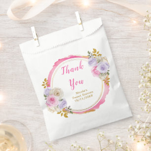 Pink and Purple Elegant Flowers Sweet Sixteen Favour Bags