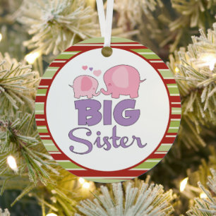 Pink and purple elephant big sister Christmas Metal Tree Decoration