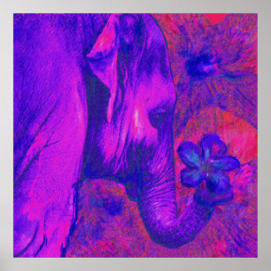 pink and purple elephant poster