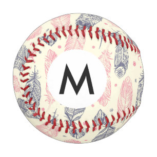 Pink And Purple Ethnic Feather Pattern Baseball