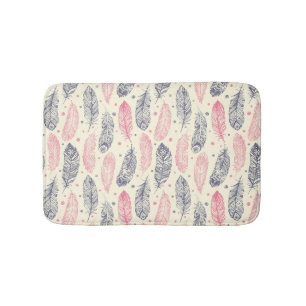 Pink And Purple Ethnic Feather Pattern Bath Mat