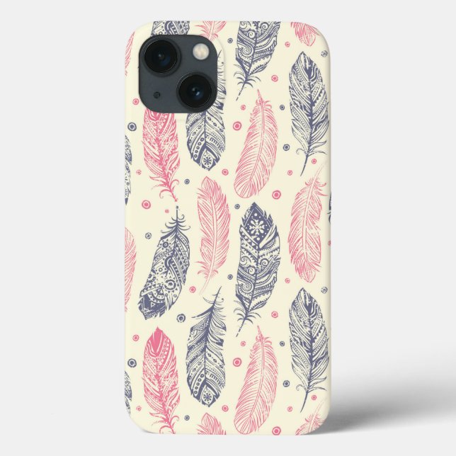 Pink And Purple Ethnic Feather Pattern Case-Mate iPhone Case (Back)