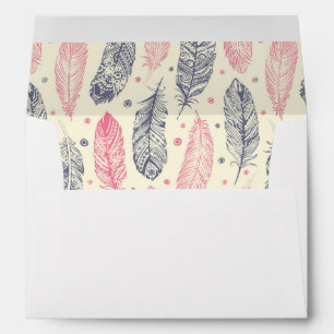 Pink And Purple Ethnic Feather Pattern Envelope