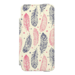 Pink And Purple Ethnic Feather Pattern Incipio Watson™ iPhone 5 Wallet Case