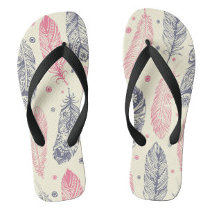 Pink And Purple Ethnic Feather Pattern Jandals