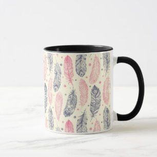 Pink And Purple Ethnic Feather Pattern Mug