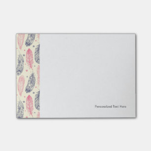 Pink And Purple Ethnic Feather Pattern Post-it Notes