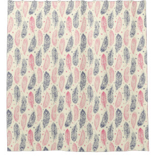 Pink And Purple Ethnic Feather Pattern Shower Curtain