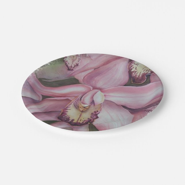 PINK AND PURPLE EXOTIC ORCHID PAPER PLATE (Angled)