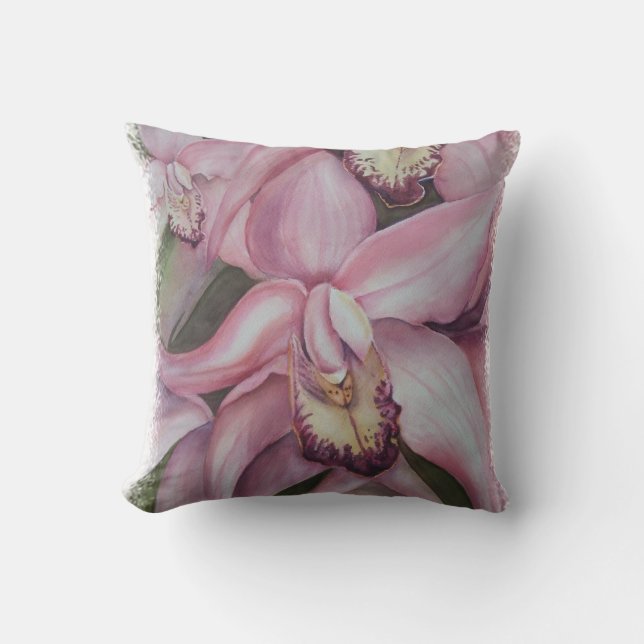 PINK AND PURPLE EXOTIC ORCHID PILLOW (Front)