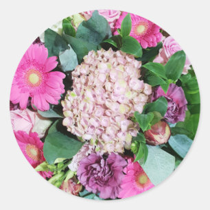 Pink and Purple Floer Arrangement Classic Round Sticker