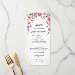 Pink and Purple Floral Arch Watercolor Wedding  Menu