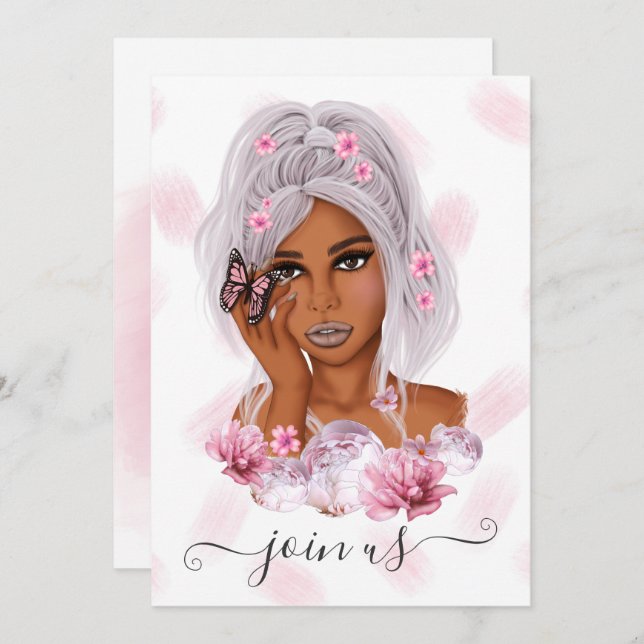 Pink and Purple Floral Bachelorette Party Invitati Invitation (Front/Back)