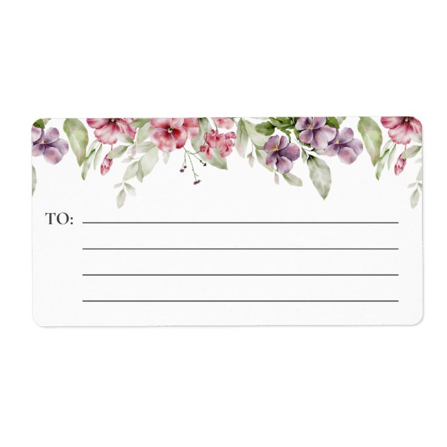 Pink and Purple Floral Border Shipping Labels (Front)