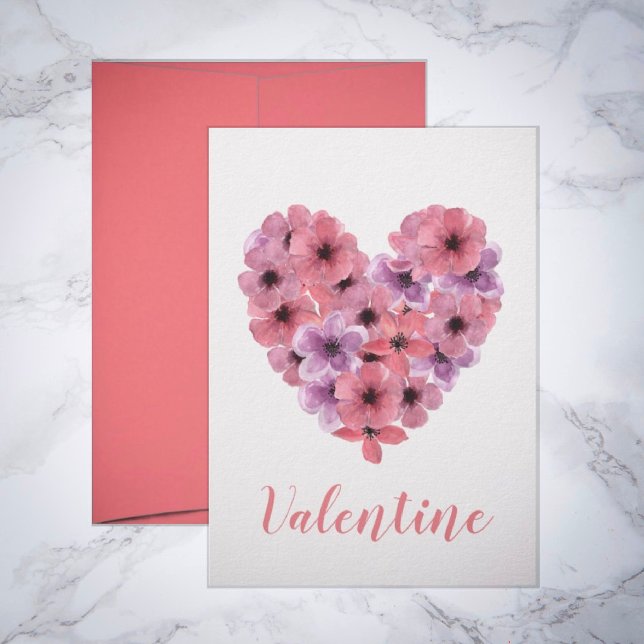 Pink and purple Floral Heart Valentine Card (Creator Uploaded)