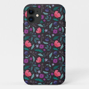 Pink and Purple Floral Illustration Pattern Case-Mate iPhone Case