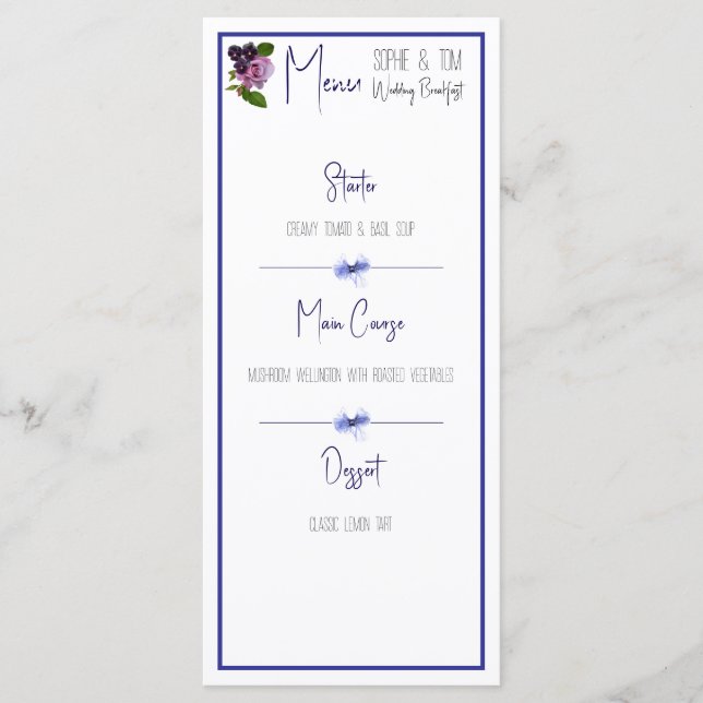 Pink and purple floral  menu (Front)