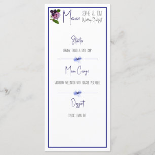 Pink and purple floral menu