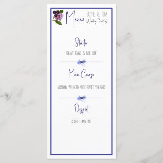 Pink and purple floral menu