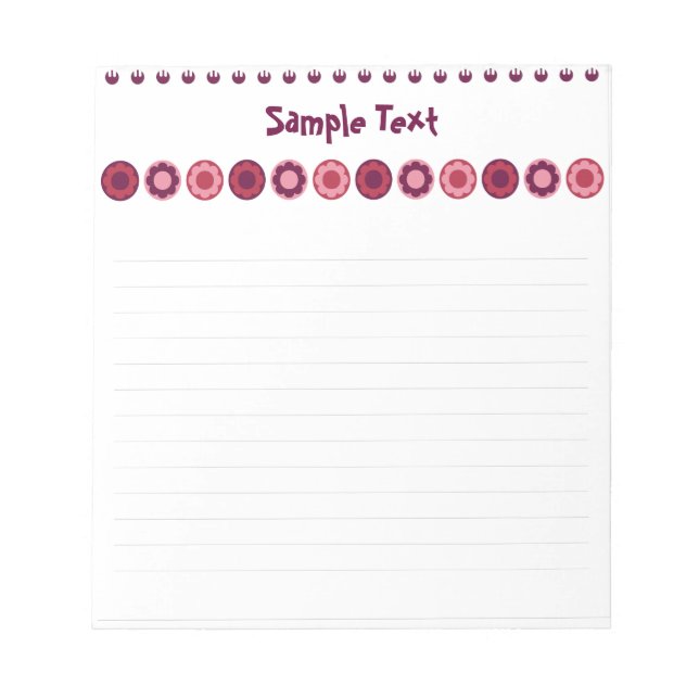 Pink And Purple Floral  Notepad (Front)