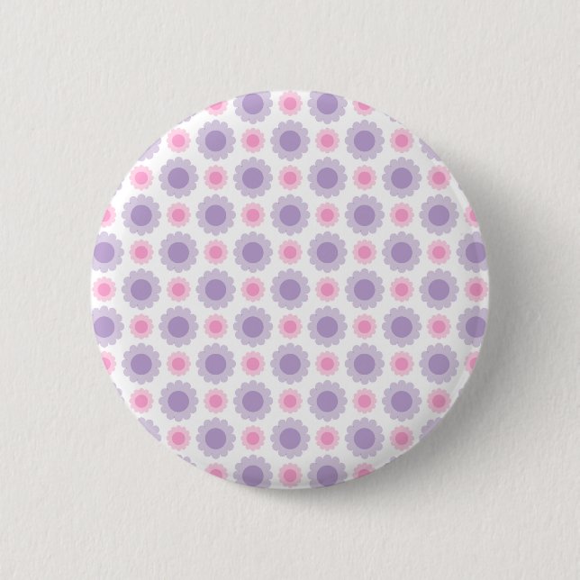 Pink and purple floral pattern 6 cm round badge (Front)