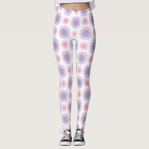 Pink and purple floral pattern leggings