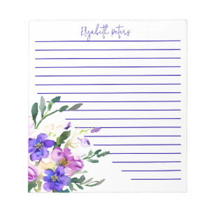 Pink and purple floral personalised notepad
