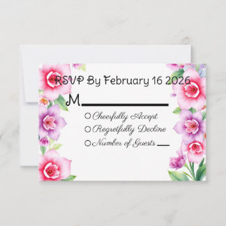 Pink and Purple Floral Response Card