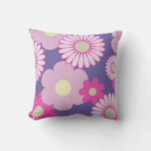 Pink and Purple Floral Sofa Cushion
