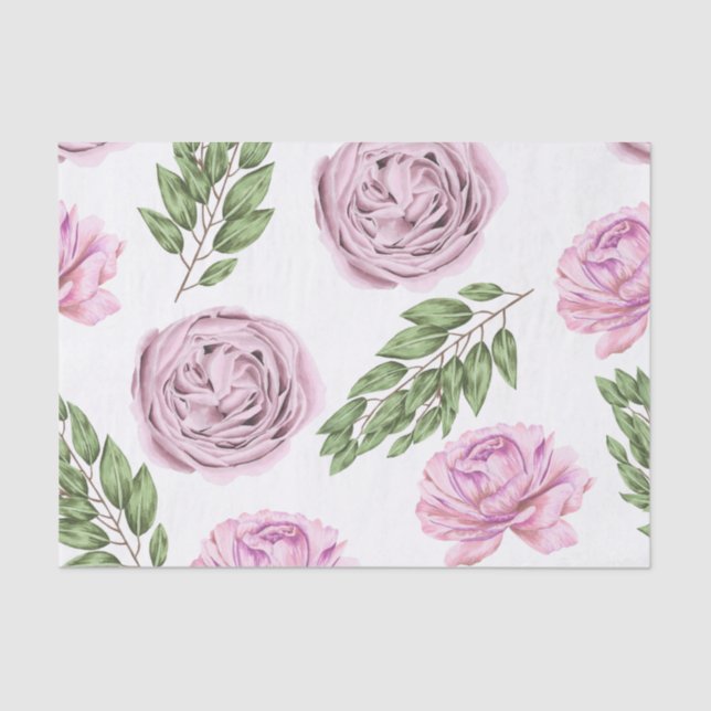 Pink and Purple Floral Tissue Paper  (Front)