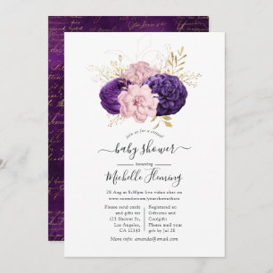 Pink and Purple Floral Virtual Baby Shower Invitation