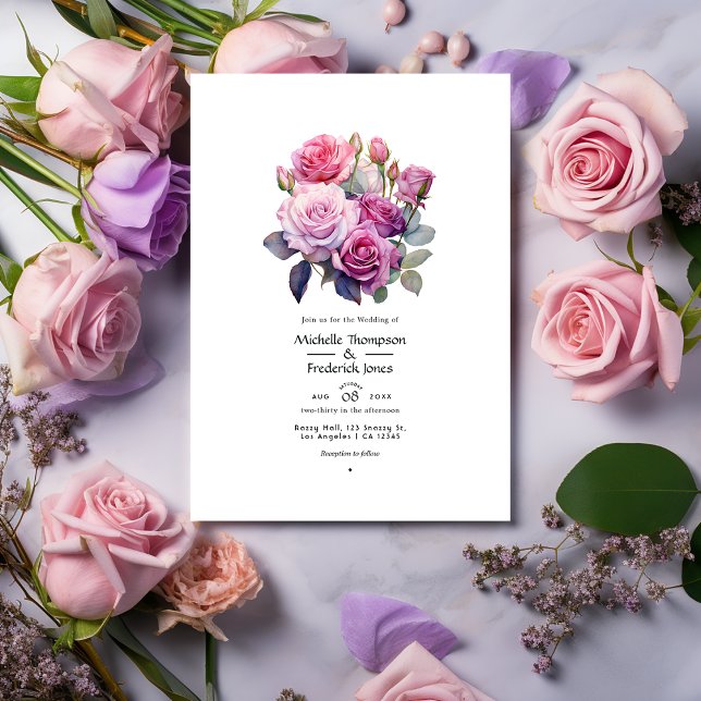 Pink and Purple Floral Wedding Invitation (Creator Uploaded)