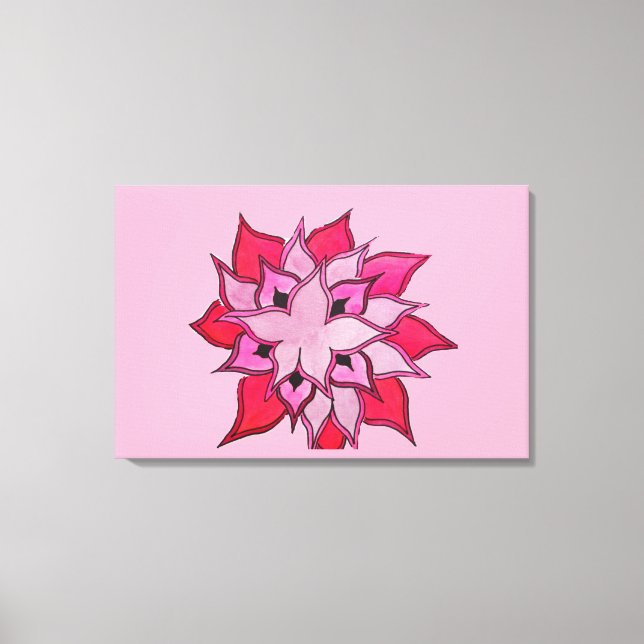 Pink and purple flower art illustration canvas print (Front)