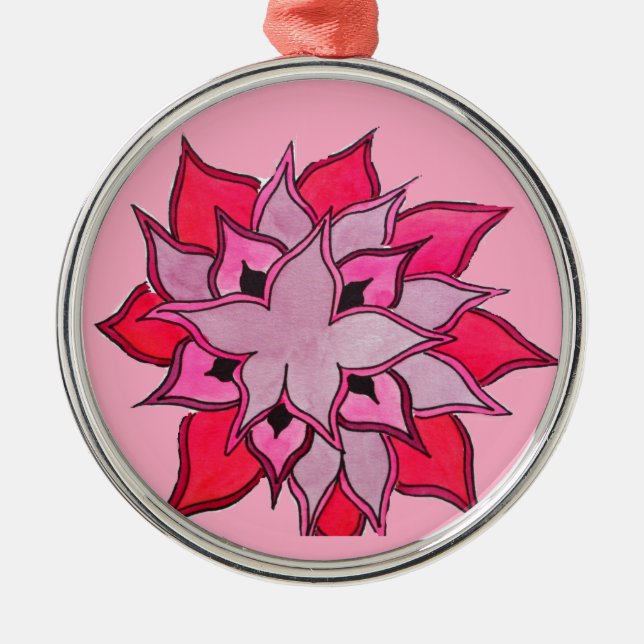 Pink and purple flower art metal tree decoration (Front)